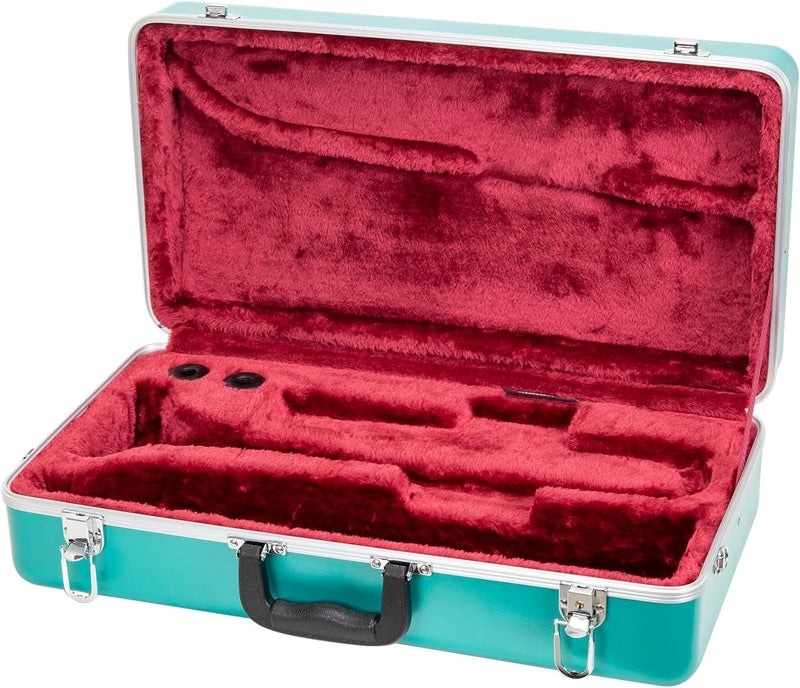 Crossrock ABS Trumpet Case for Bb Horn | Mint Blue Finish, Burgundy Velvet Interior, Security Lock, Metal Feet & Detachable Strap - Image 4